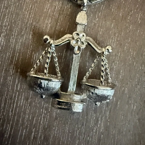 Monet Silver Scales of Justice Necklace - Picture 3 of 8